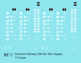 Southern Railway 100 Ton Twin Hopper White  - Decal - Choose Scale