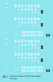 Southern Railway 100 Ton Twin Hopper White  - Decal - Choose Scale