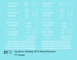 Southern Railway 36 Ft Wood Boxcar White  - Decal - Choose Scale