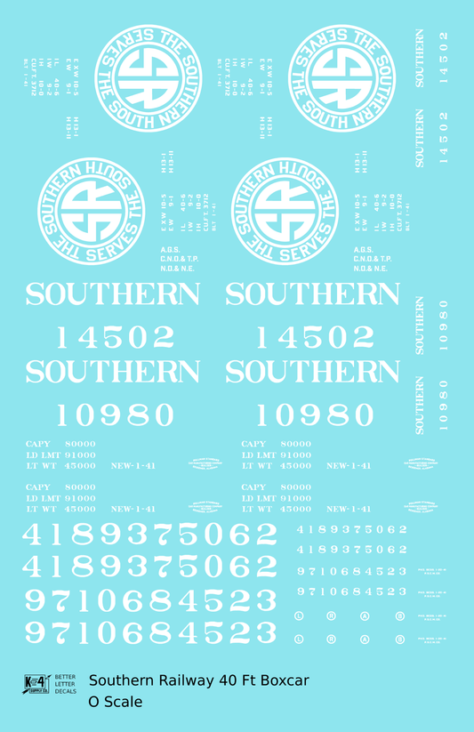 Southern Railway 40 Ft Boxcar White