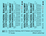 Southern Railway 40 Ft Semi Trailer Or Intermodal Container Black  - Decal - Choose Scale