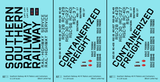 Southern Railway 40 Ft Semi Trailer Or Intermodal Container Black  - Decal - Choose Scale