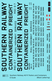 Southern Railway 40 Ft Semi Trailer Or Intermodal Container Black  - Decal - Choose Scale