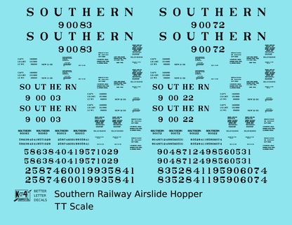 Southern Railway Airslide Hopper Car Black Roman Lettering