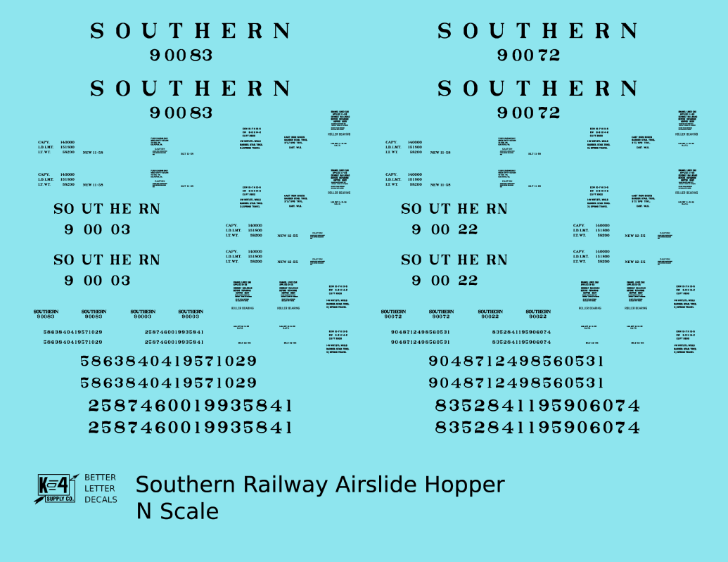 Southern Railway Airslide Hopper Car Black Roman Lettering