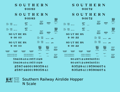 Southern Railway Airslide Hopper Car Black Roman Lettering