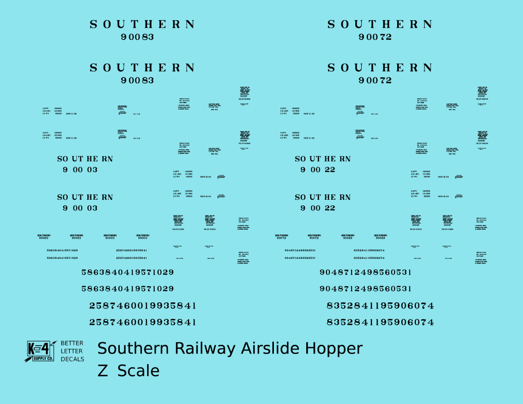 Southern Railway Airslide Hopper Car Black Roman Lettering