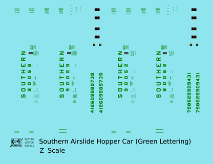 Southern Railway Airslide Hopper Car Green Block Lettering
