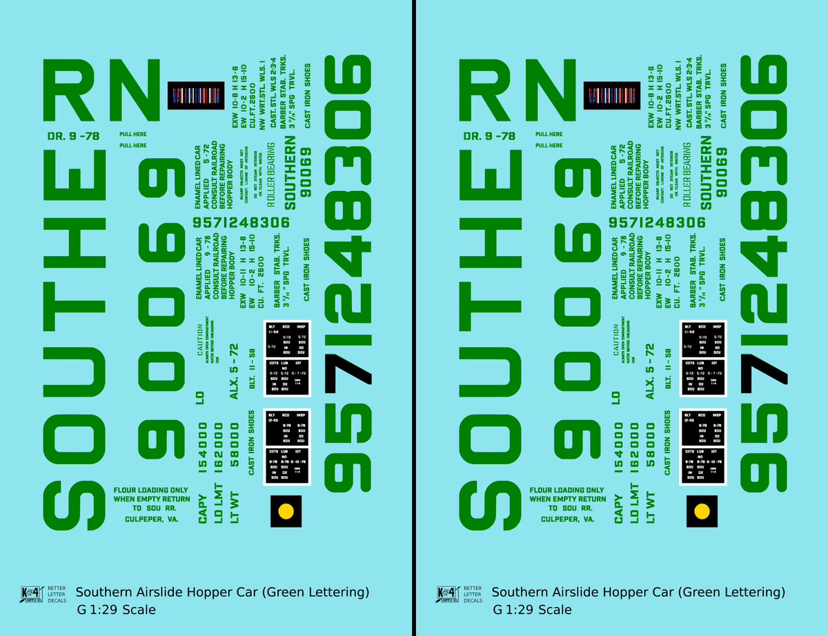 Southern Railway Airslide Hopper Car Green Block Lettering