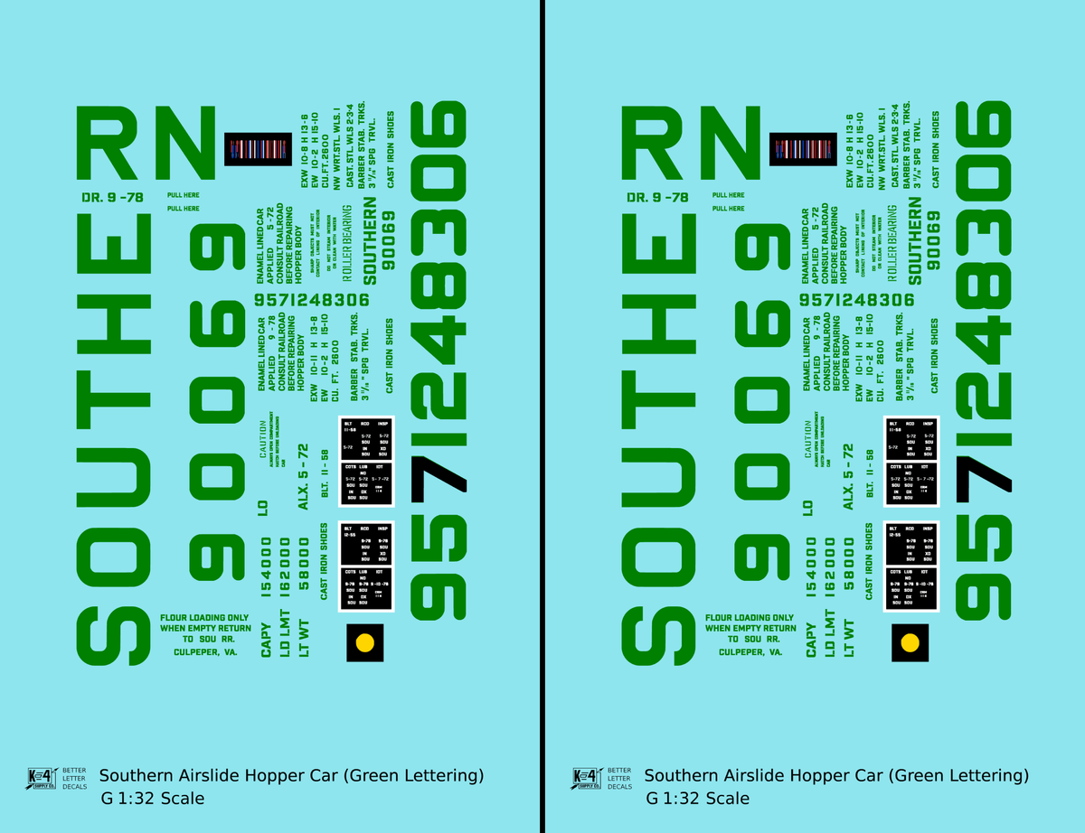 Southern Railway Airslide Hopper Car Green Block Lettering