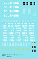 Southern Railway Caboose White  - Decal - Choose Scale