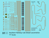 Southern Railway Cab Diesel Locomotive Gold  - Decal - Choose Scale