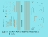 Southern Railway Cab Diesel Locomotive Gold  - Decal - Choose Scale