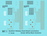 Southern Railway Diesel Locomotive Gold Green Scheme - Decal - Choose Scale