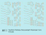 Southern Railway Heavyweight Passenger Car Bronze Gold  - Decal - Choose Scale