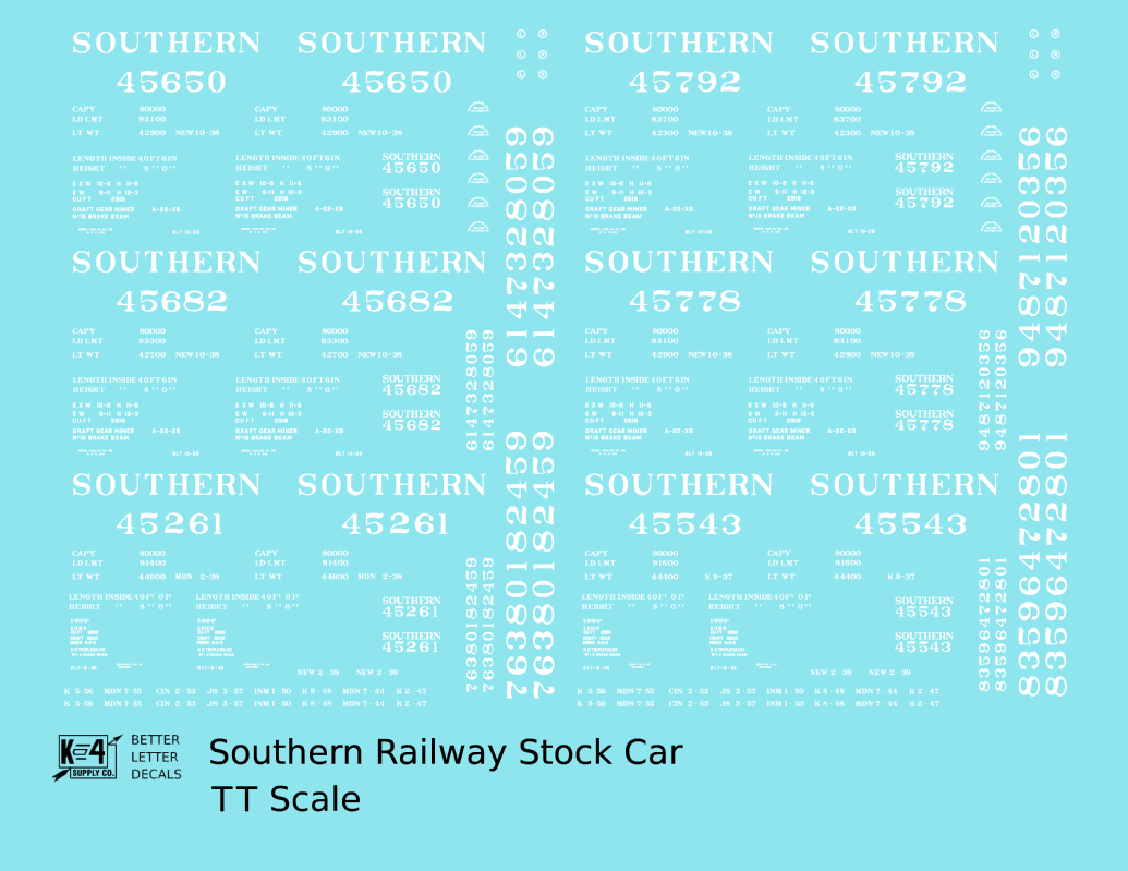 Southern Railway 40 Ft Stock Cars White