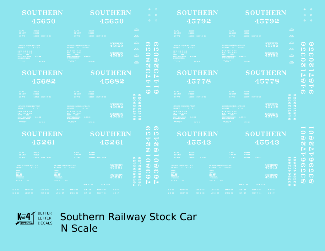 Southern Railway 40 Ft Stock Cars White