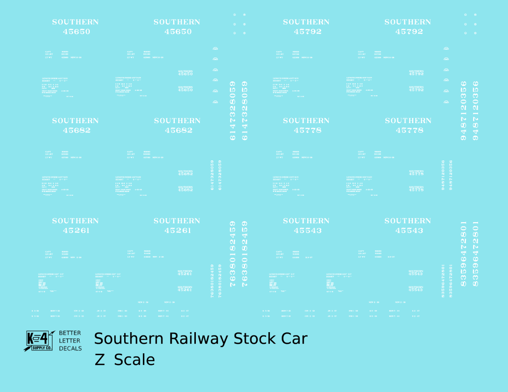 Southern Railway 40 Ft Stock Cars White