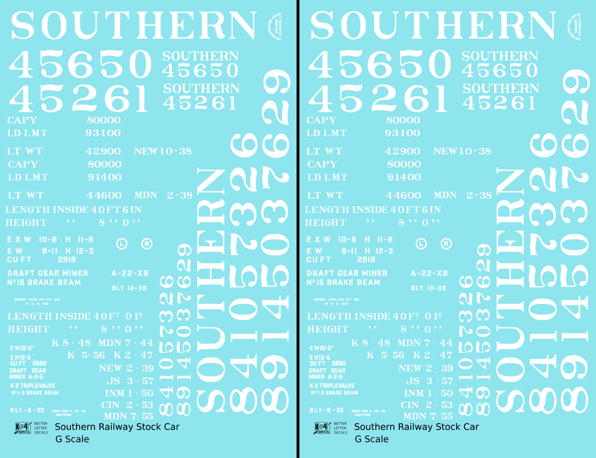 Southern Railway 40 Ft Stock Cars White