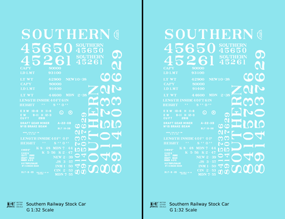 Southern Railway 40 Ft Stock Cars White