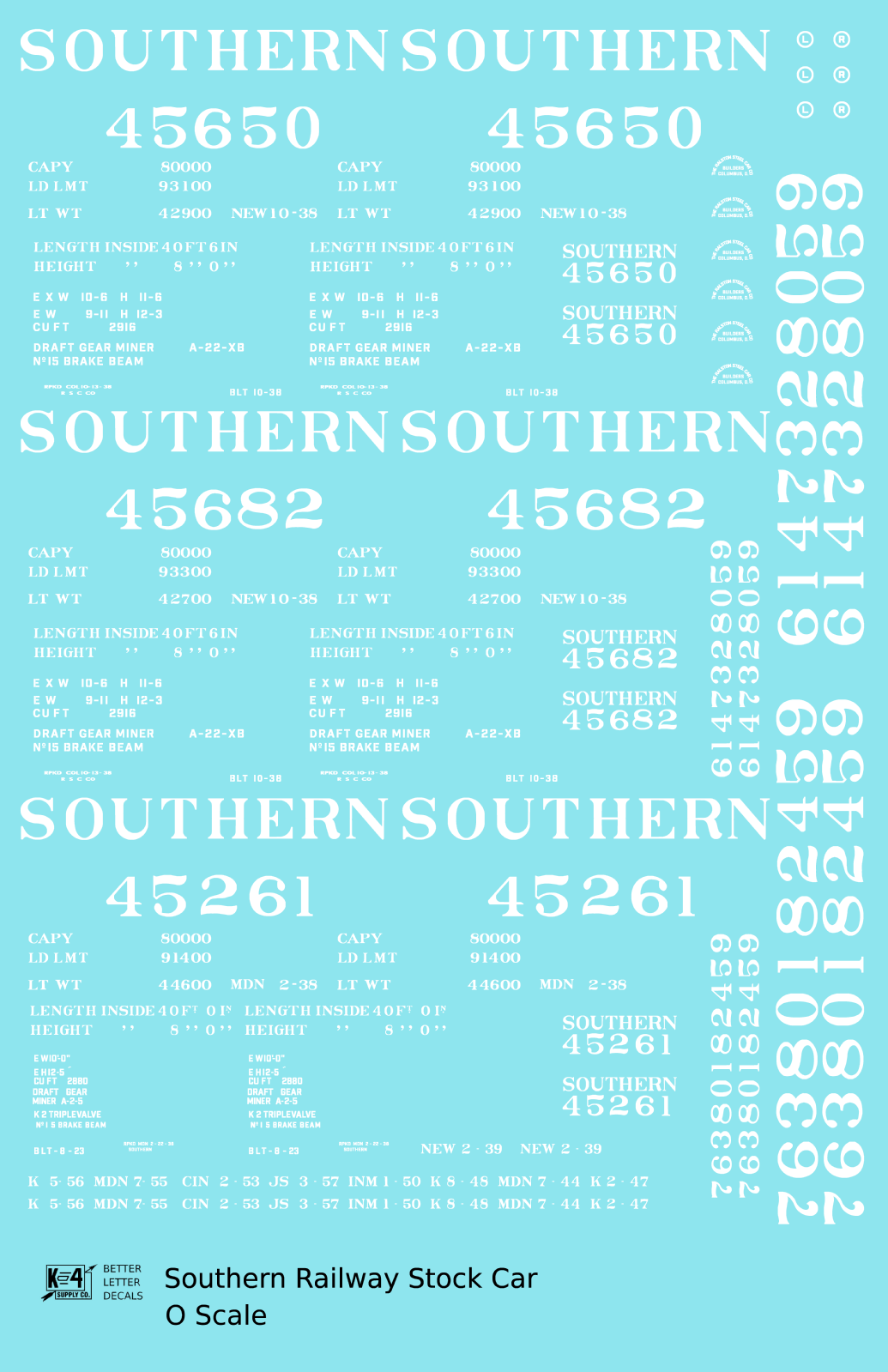 Southern Railway 40 Ft Stock Cars White