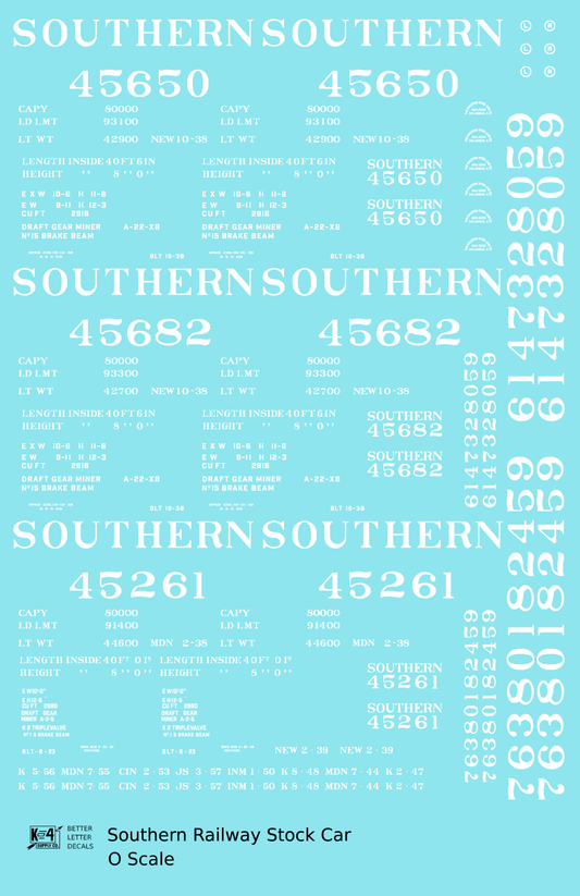 Southern Railway 40 Ft Stock Cars White