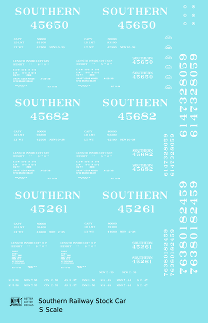 Southern Railway 40 Ft Stock Cars White