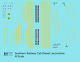 Southern Railway Cab Diesel Locomotive Yellow  - Decal - Choose Scale