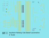 Southern Railway Cab Diesel Locomotive Yellow  - Decal - Choose Scale