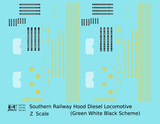 Southern Railway Cab Diesel Locomotive Yellow For Green/White Scheme - Decal - Choose Scale