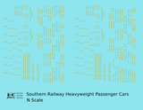 Southern Railway Heavyweight Passenger Car Dulux Gold  - Decal - Choose Scale