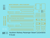 Southern Railway Passenger Steam Locomotive Dulux Gold  - Decal - Choose Scale