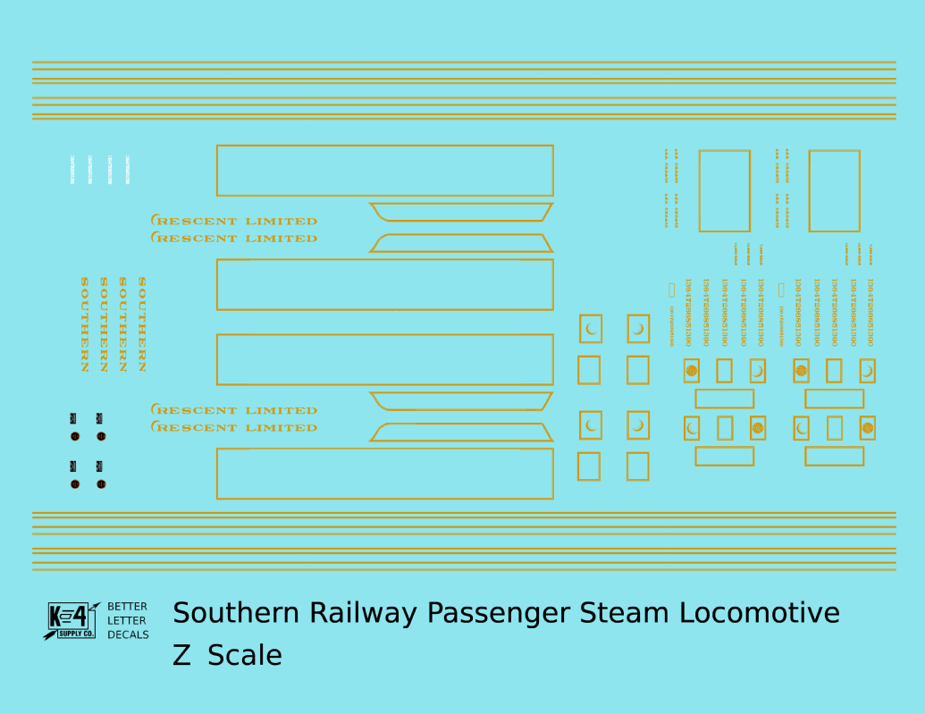 Southern Railway Passenger Steam Locomotive Dulux Gold  - Decal - Choose Scale