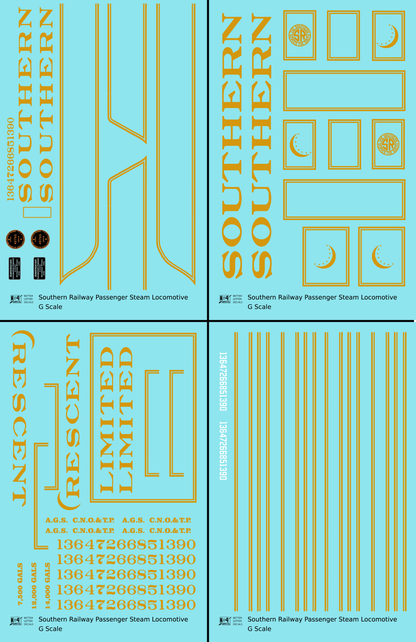 Southern Railway Passenger Steam Locomotive Dulux Gold  - Decal - Choose Scale