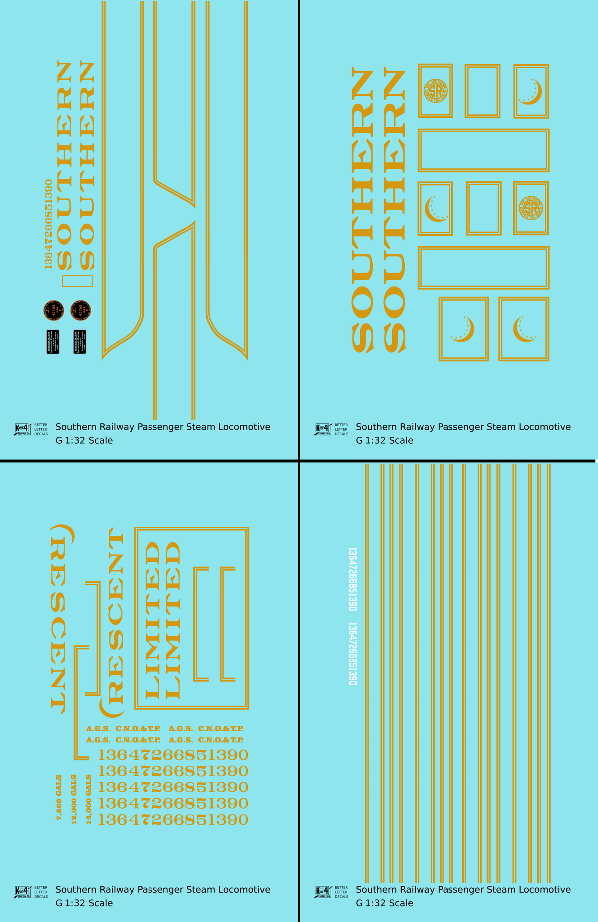 Southern Railway Passenger Steam Locomotive Dulux Gold  - Decal - Choose Scale
