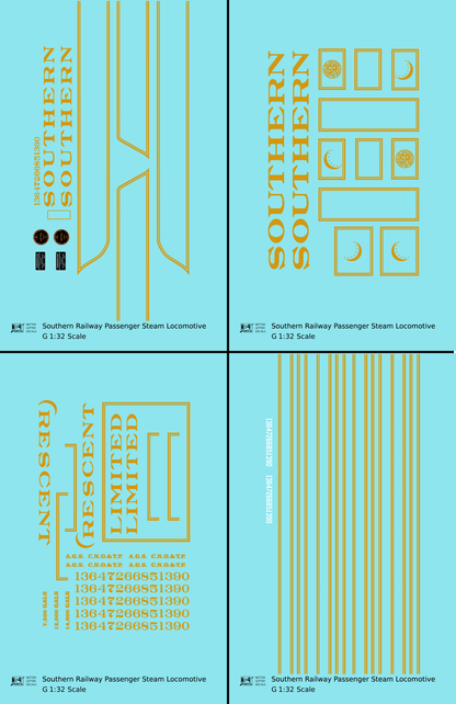 Southern Railway Passenger Steam Locomotive Dulux Gold  - Decal - Choose Scale