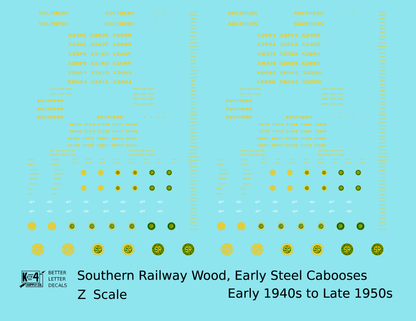 Southern Railway Wood Or Steel Caboose Yellow  - Decal - Choose Scale