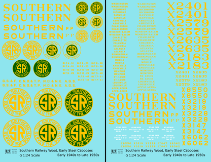 Southern Railway Wood Or Steel Caboose Yellow  - Decal - Choose Scale