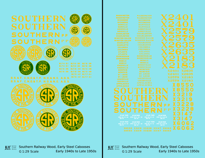 Southern Railway Wood Or Steel Caboose Yellow  - Decal - Choose Scale
