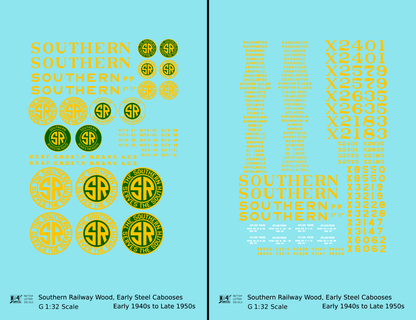 Southern Railway Wood Or Steel Caboose Yellow  - Decal - Choose Scale