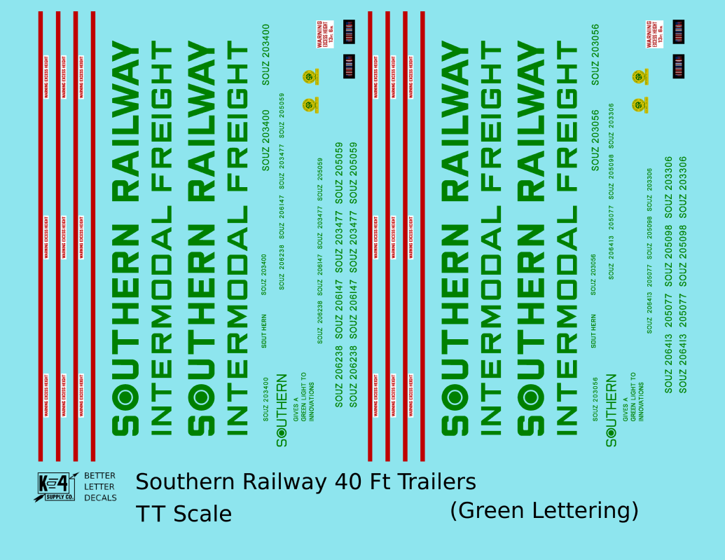 Southern Railway 40 Ft Semi Trailer Green and Red