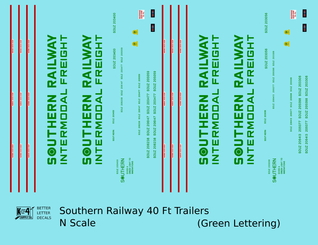 Southern Railway 40 Ft Semi Trailer Green and Red
