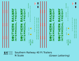 Southern Railway 40 Ft Semi Trailer Green and Red  - Decal - Choose Scale