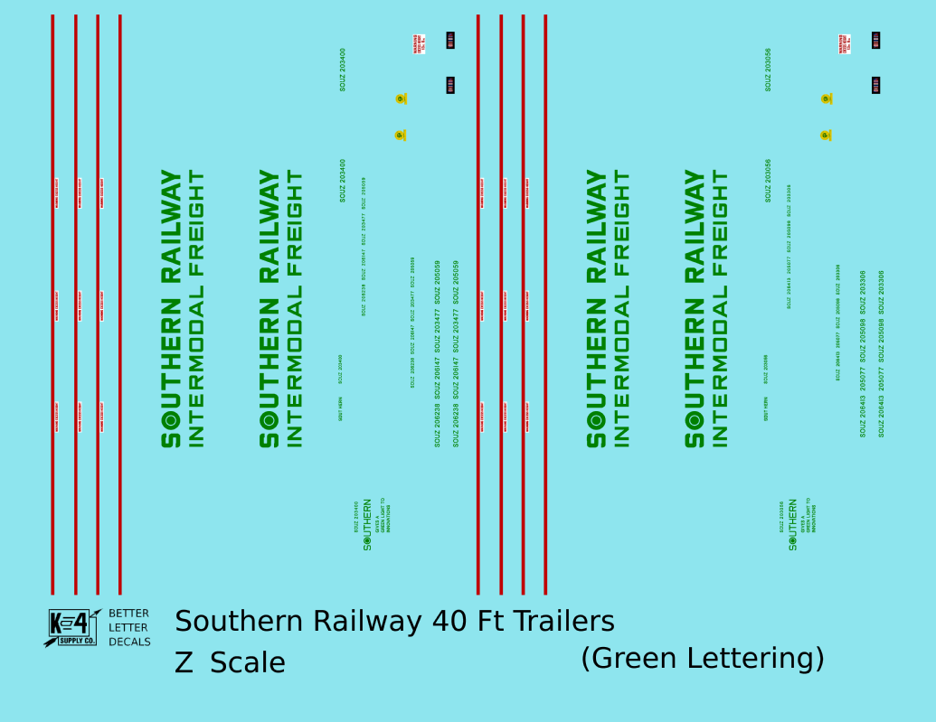 Southern Railway 40 Ft Semi Trailer Green and Red
