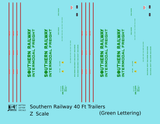 Southern Railway 40 Ft Semi Trailer Green and Red  - Decal - Choose Scale