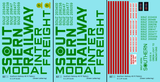 Southern Railway 40 Ft Semi Trailer Green and Red  - Decal - Choose Scale