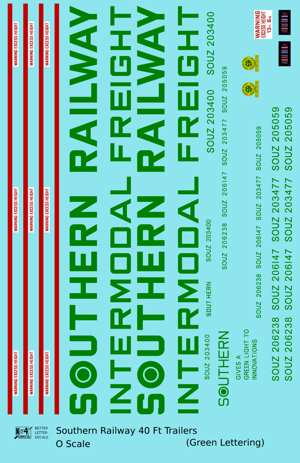 Southern Railway 40 Ft Semi Trailer Green and Red