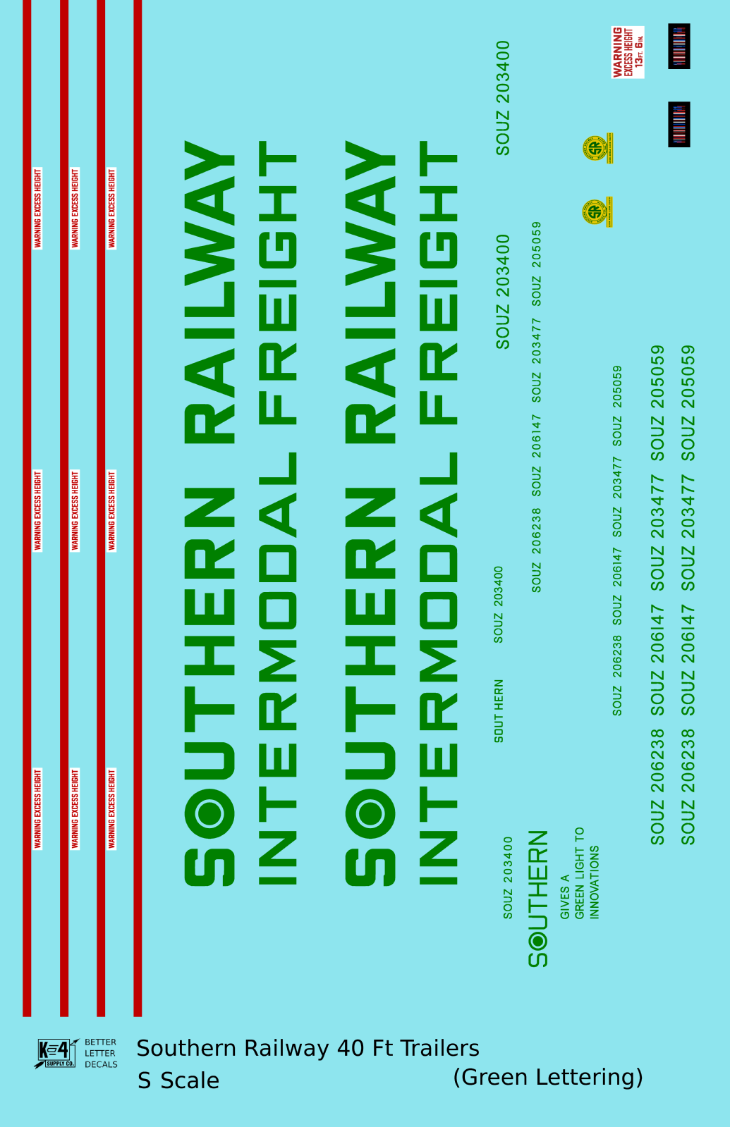 Southern Railway 40 Ft Semi Trailer Green and Red