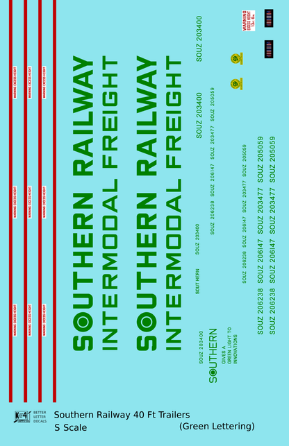 Southern Railway 40 Ft Semi Trailer Green and Red