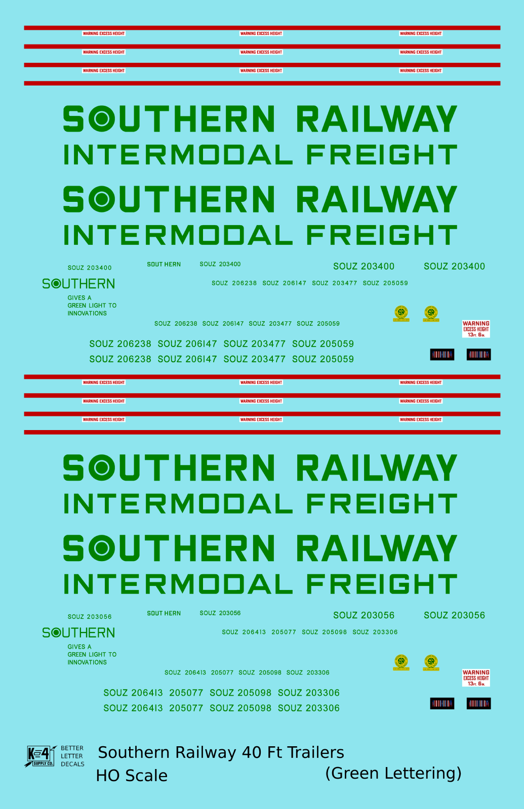 Southern Railway 40 Ft Semi Trailer Green and Red